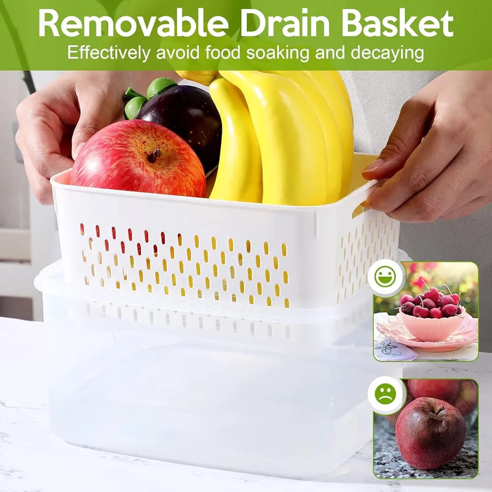 4pc Plastic Fridge Storage With Drainage