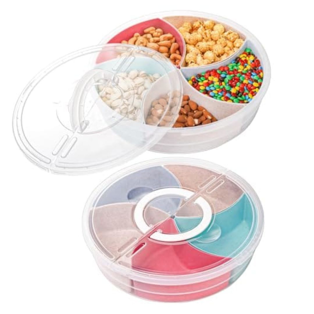 5 Compartment Colourful Snack Box With Lid
