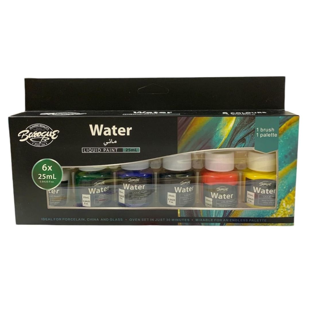 6pc Water Liquid Paint Jars 25ml
