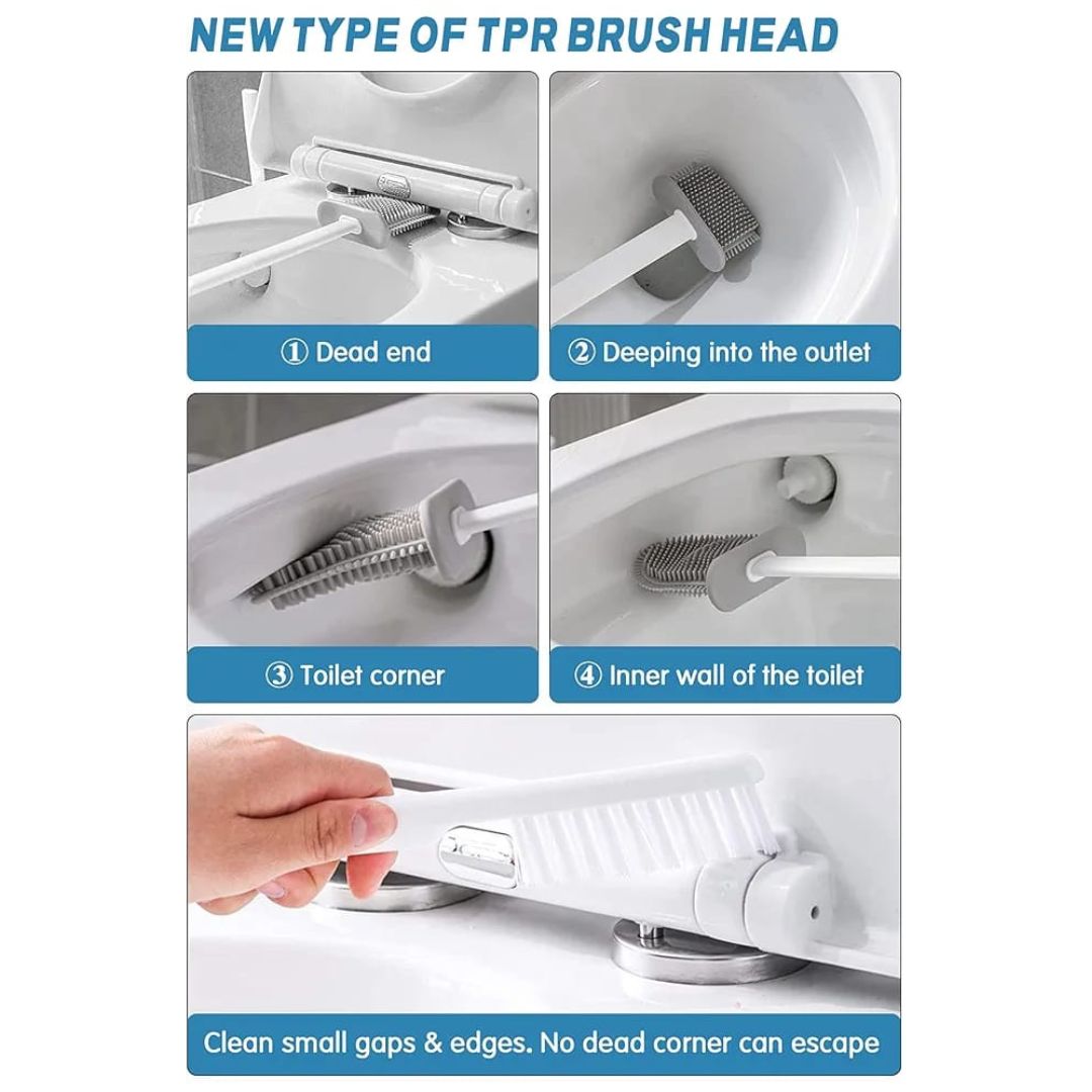 Silicone Toilet Brush With Cleaning Brush