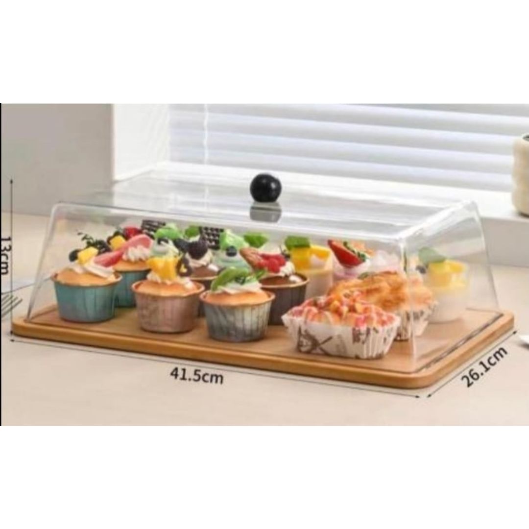 Acrylic Dome With Wooden Base (No Handle)