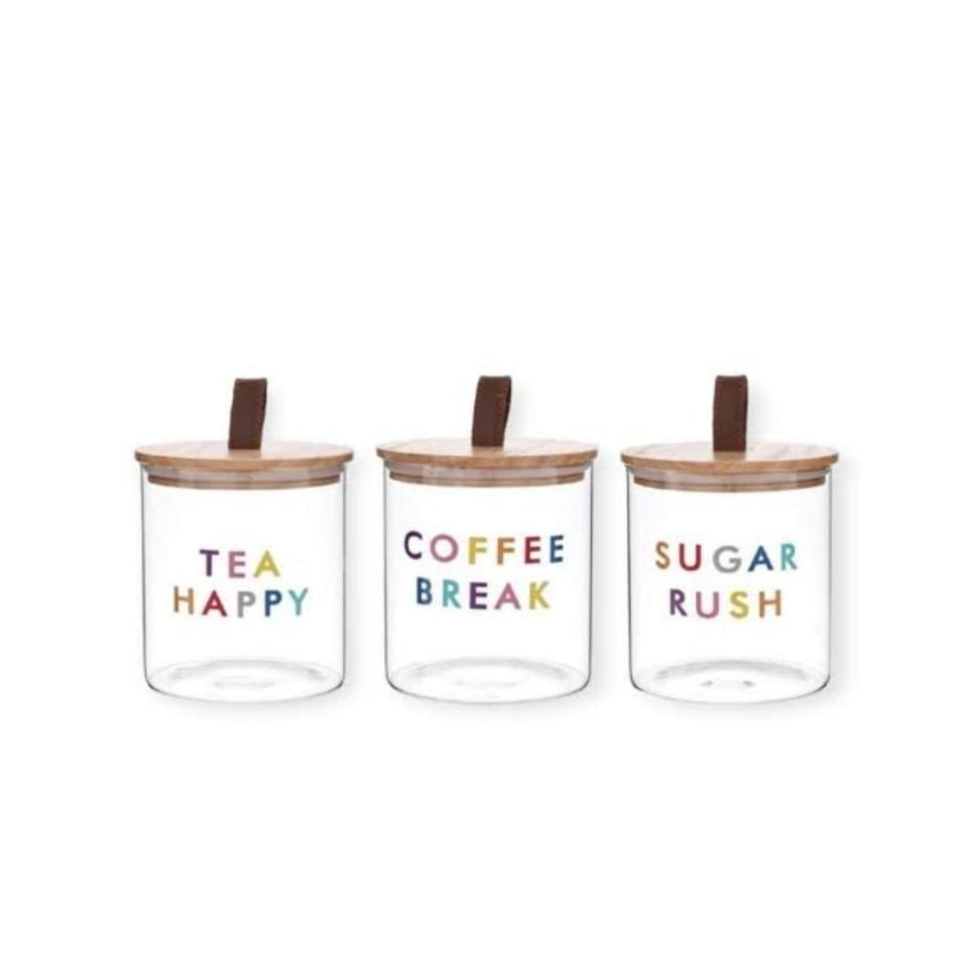 Danny Home 3pc Glass Cannister - Rainbow Writing
