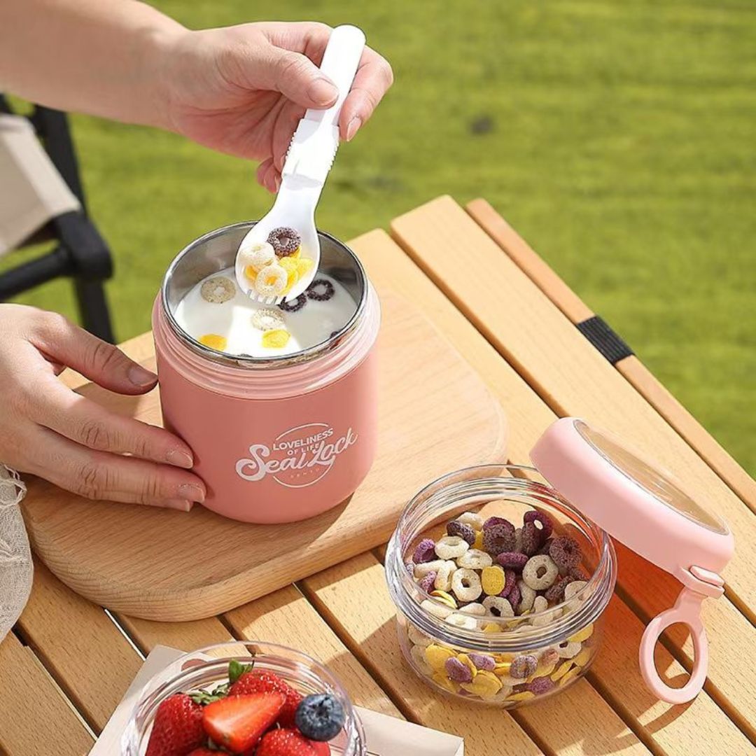Portable Food Flask With Snack Box