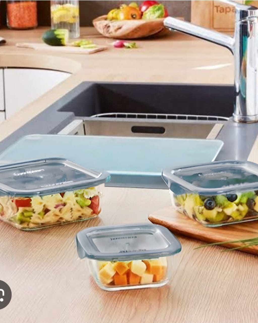 Danny Home Glass Storage With Grey Lid