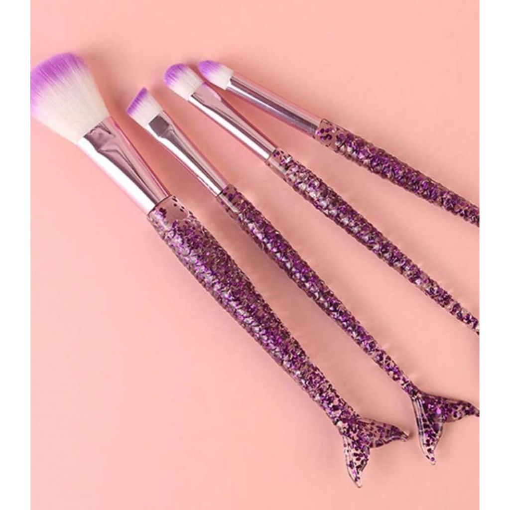 10pc Mermaid Glitter Makeup Brush Set