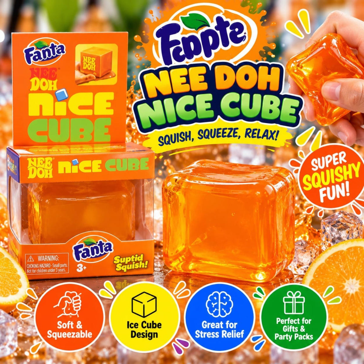 Slow Rising Fanta Needoh Cube – Soft Squeeze Stress Relief Fidget Toy