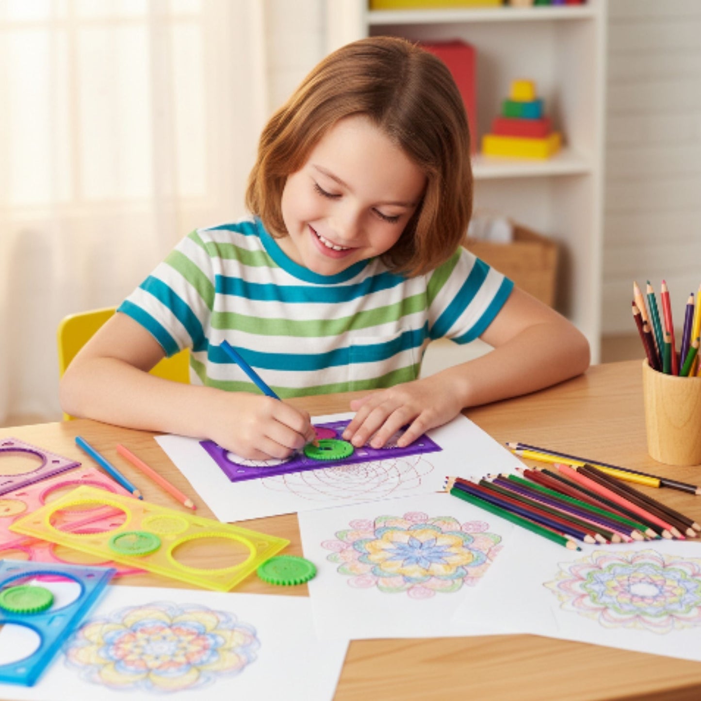 Spirograph Ruler Drawing Kit – Fun Geometric Art Design Tool for Kids