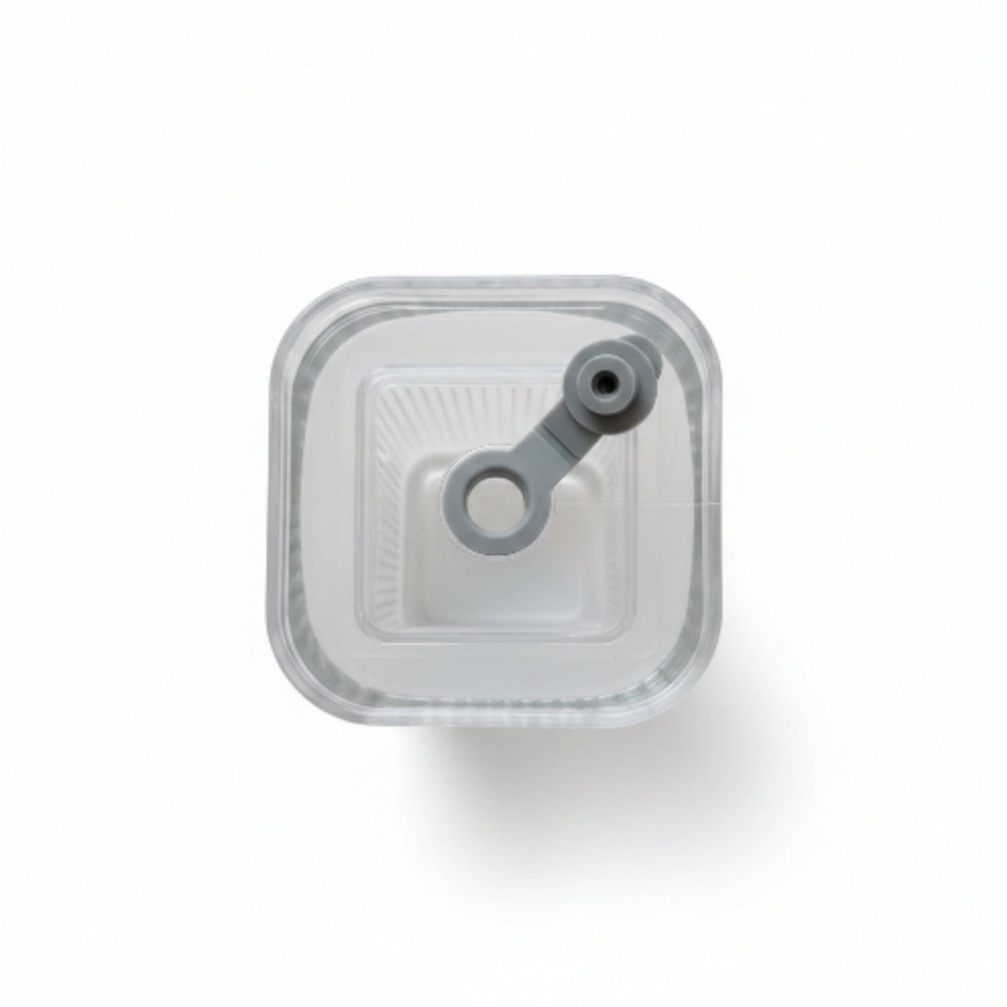 Square Glass Can With Handle, Plastic Lid & Straw 380ml - Hammered