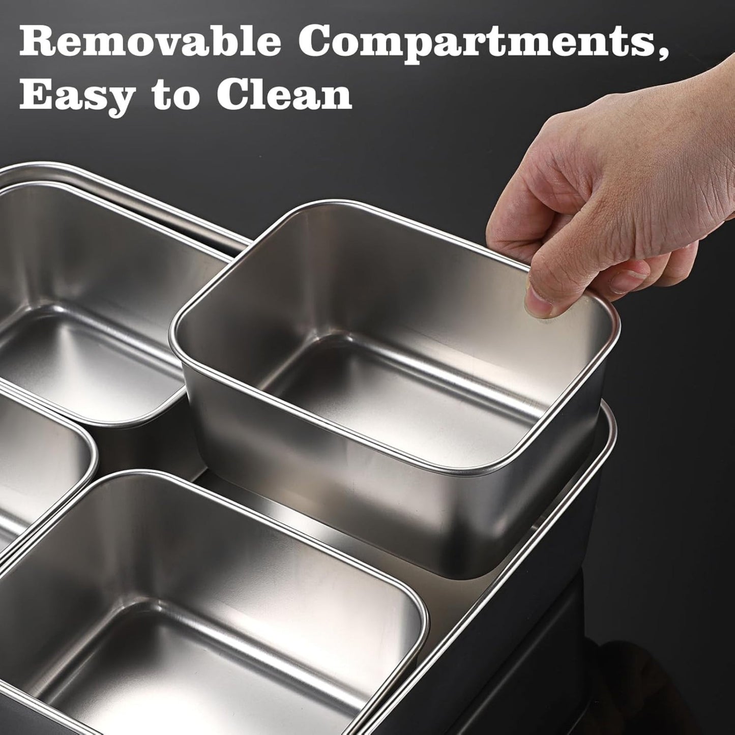 Stainless Steel Divided Condiment Set-4 Slot