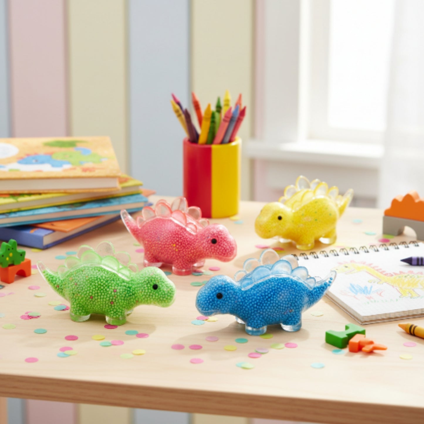Stegosaurus Light-Up Squishy Stress Relief Sensory Fidget Toy - Bead-Filled Dinosaur Toy Lifestyle