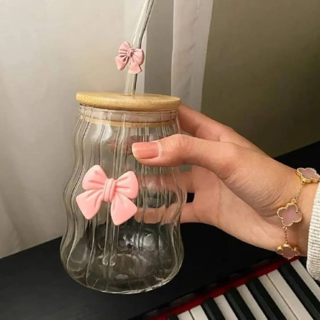 Wavy Bamboo Glass With Bow