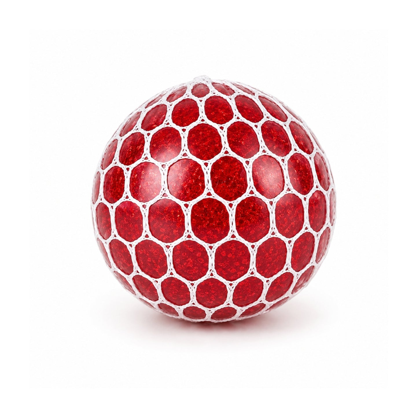 1 Piece Mesh Squishy Ball – Rainbow Stress Relief Squeeze Toy – Glitter