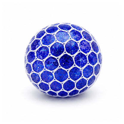 1 Piece Mesh Squishy Ball – Rainbow Stress Relief Squeeze Toy – Glitter