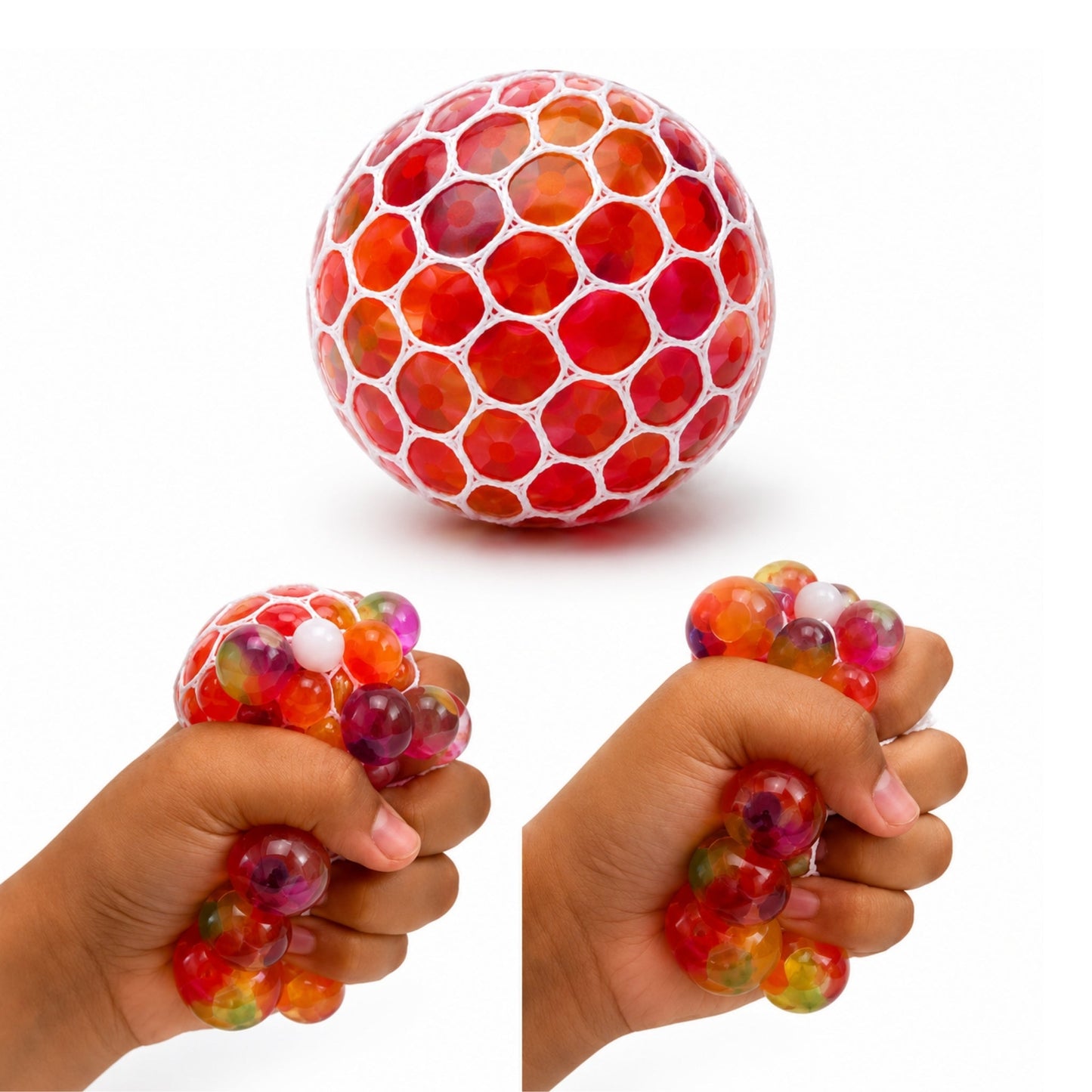 1 Piece Mesh Squishy Ball – Rainbow Stress Relief Squeeze Toy – Rainbow