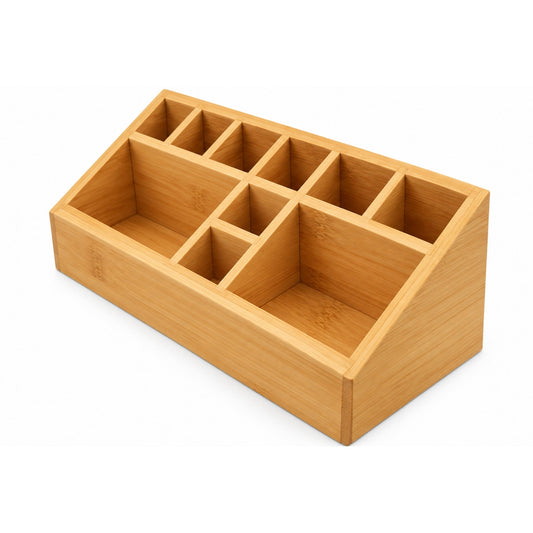 10 Compartment Danny Home Bamboo Organizer – Multi-Purpose Storage & Drawer Organizer