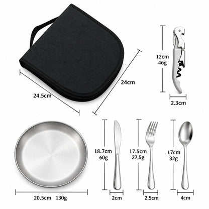 10-Piece Portable Picnic Set - Reusable Camping & Outdoor Dinnerware Kit