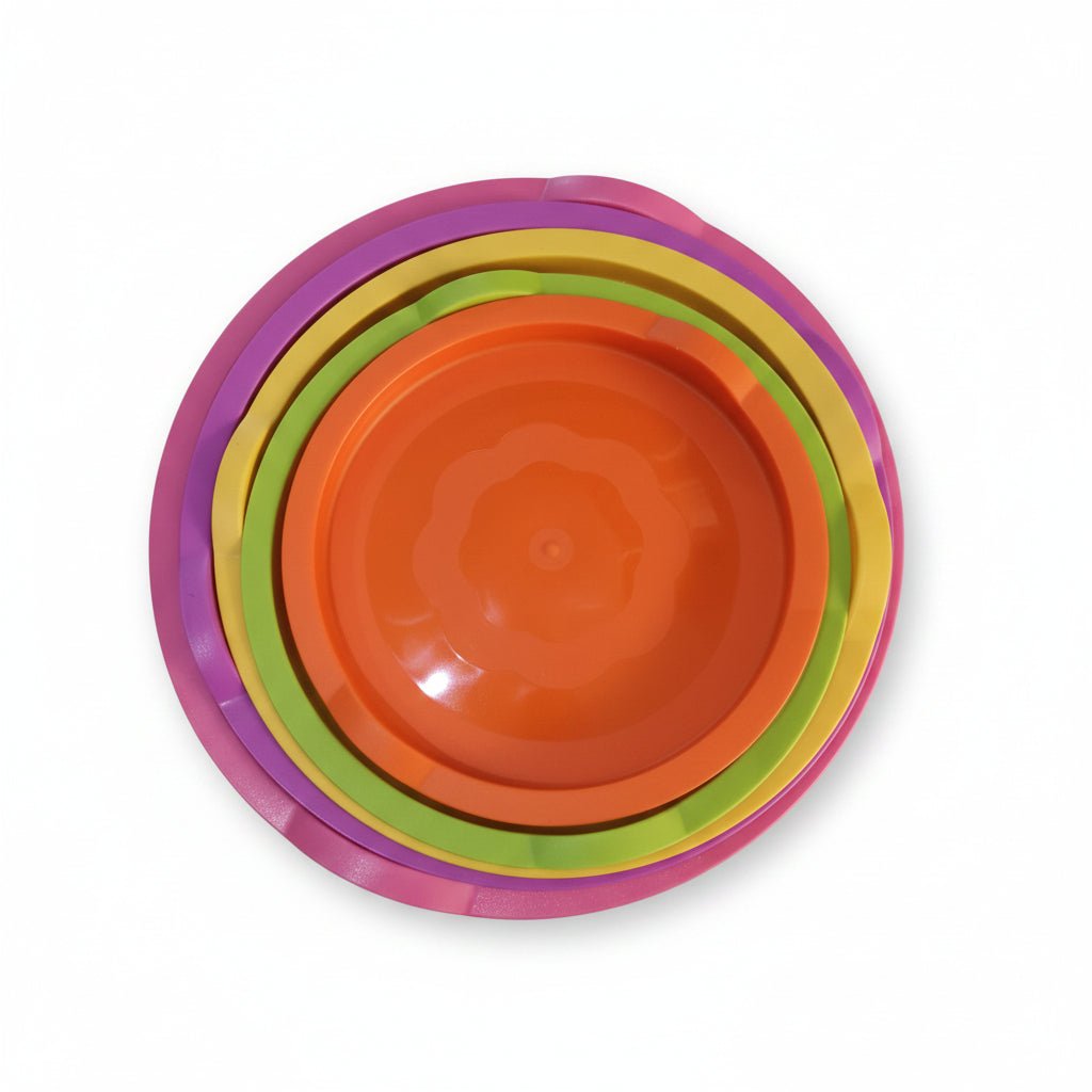 10pc Rainbow Stainless Steel Bowls with Lids - Silver Bottom