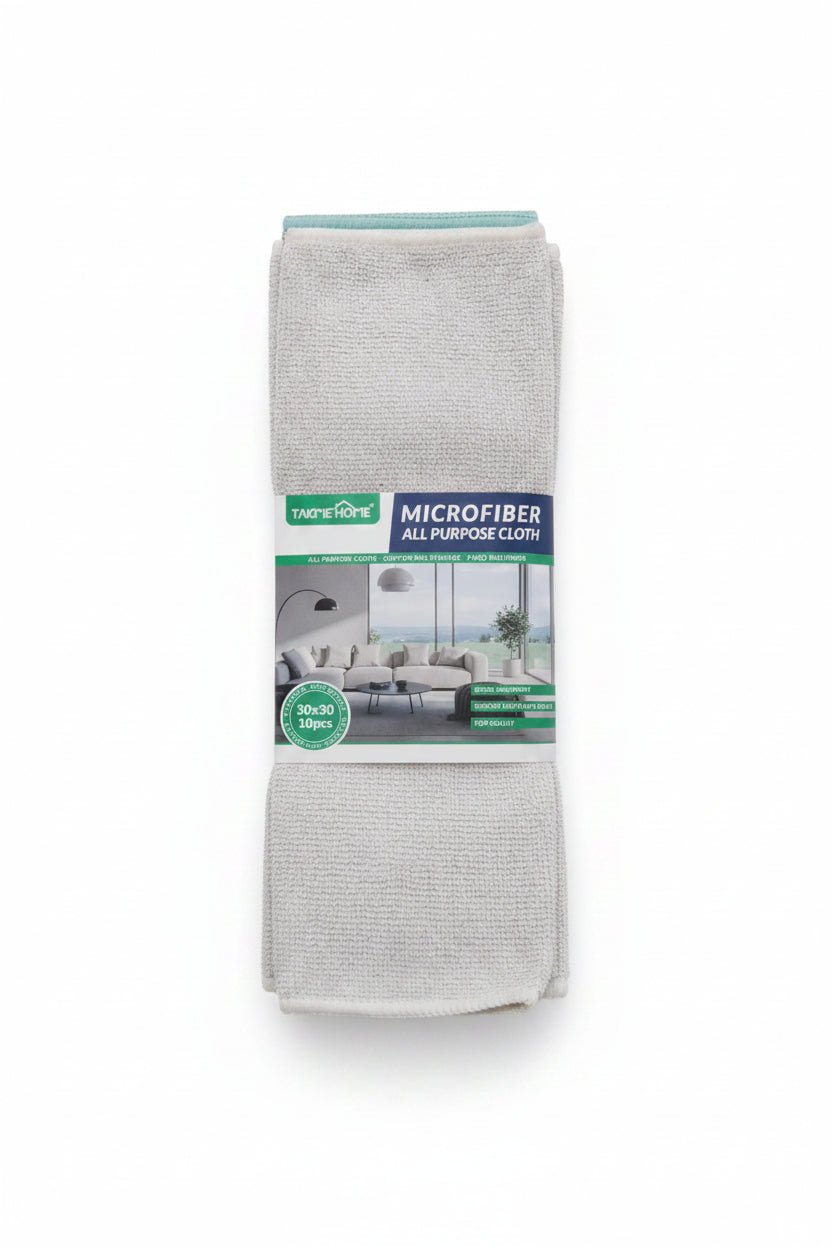 10-Piece Takmehome Microfibre All-Purpose Cleaning Cloth Set - Reusable Cleaning Cloths 30×30cm