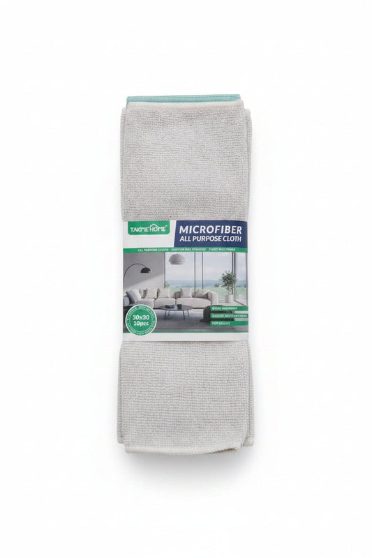 10-Piece Takmehome Microfibre All-Purpose Cleaning Cloth Set - Reusable Cleaning Cloths 30×30cm