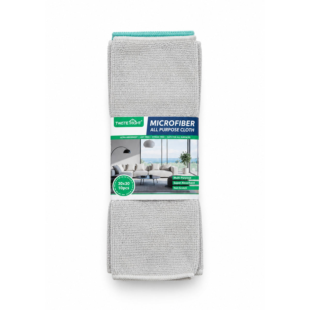 10-Piece Takmehome Microfibre All-Purpose Cleaning Cloth Set - Reusable Cleaning Cloths 30×30cm