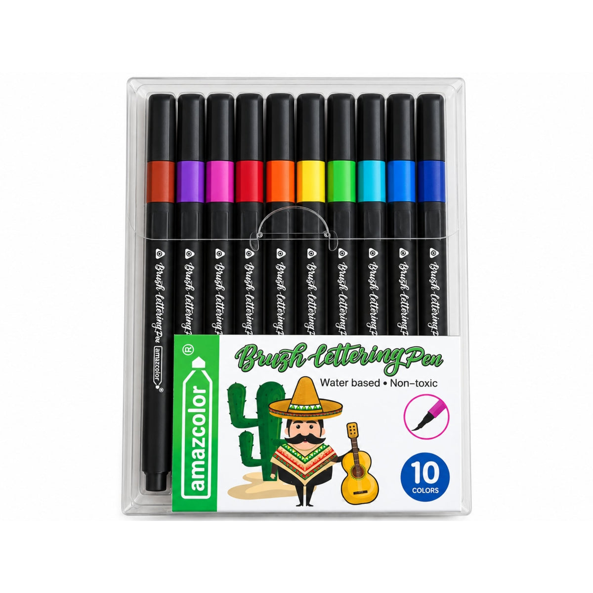 10 Piece Water-Based Brush Lettering Pen Set – Flexible Brush Tip Pens For Hand Lettering & Calligraphy