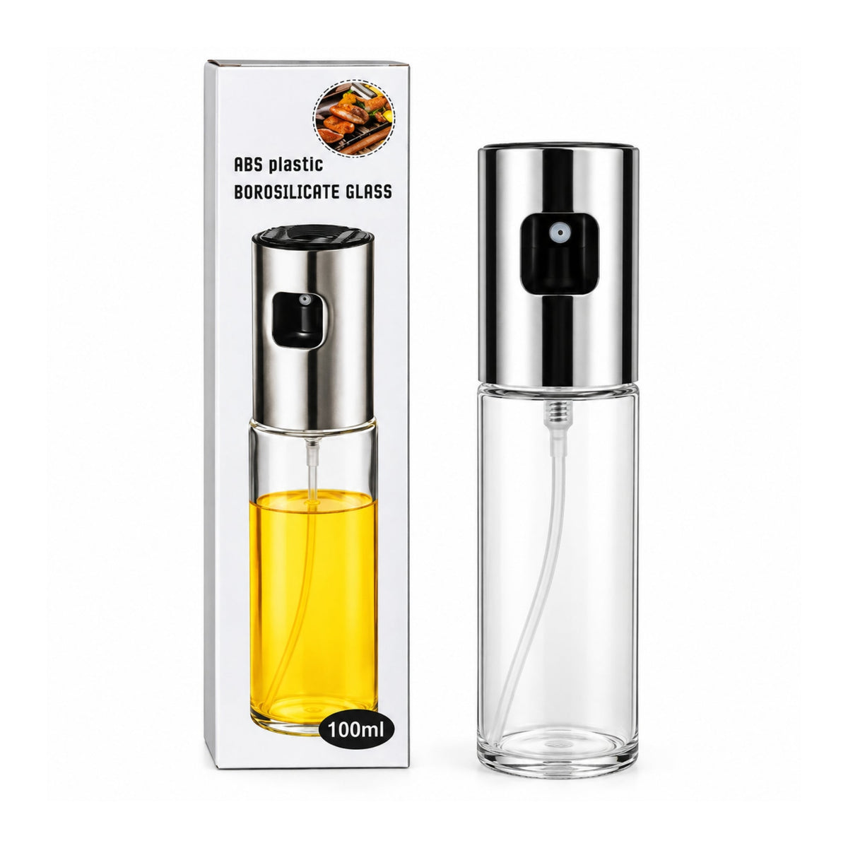 100ml Glass Olive Oil Sprayer Bottle – Refillable Cooking Oil Mister for Kitchen, Air Fryer & BBQ