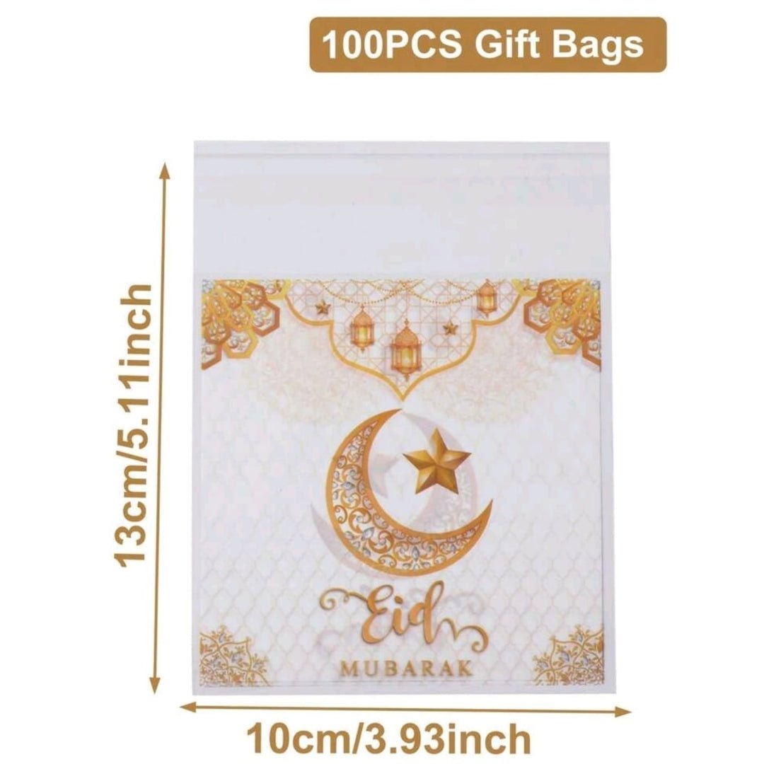 100pc Eid Mubarak Self Sealing Bags