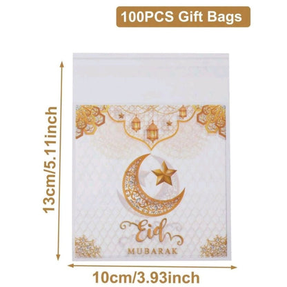 100pc Eid Mubarak Self Sealing Bags