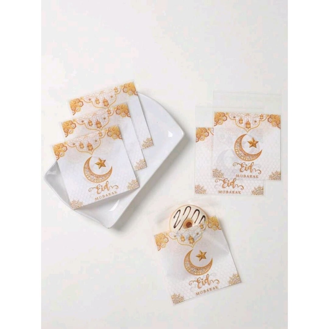 100pc Eid Mubarak Self Sealing Bags