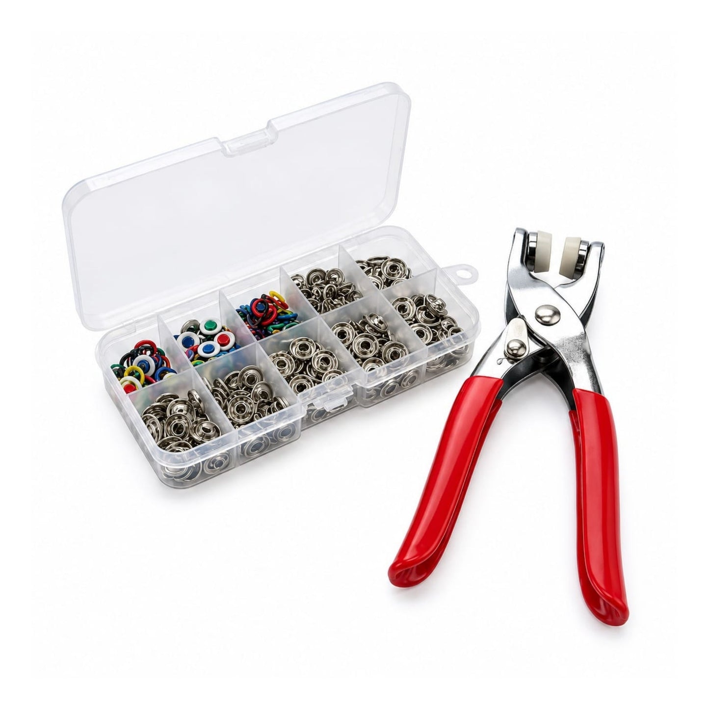 100pc Snap Button Set – Press Stud Fasteners for Sewing, Clothing & DIY Crafts - Red
