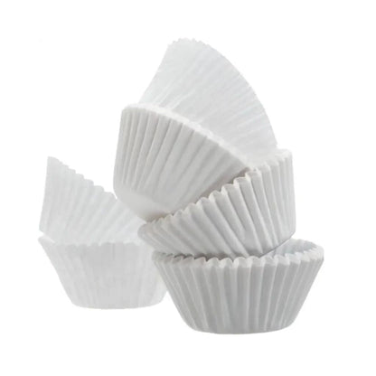 100pc Cupcake Liners – 11cm Baking Cups for Muffins, Cupcakes & Homemade Baking - White On White Background