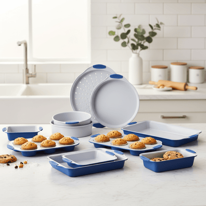 10pc Baking Set - Blue And White