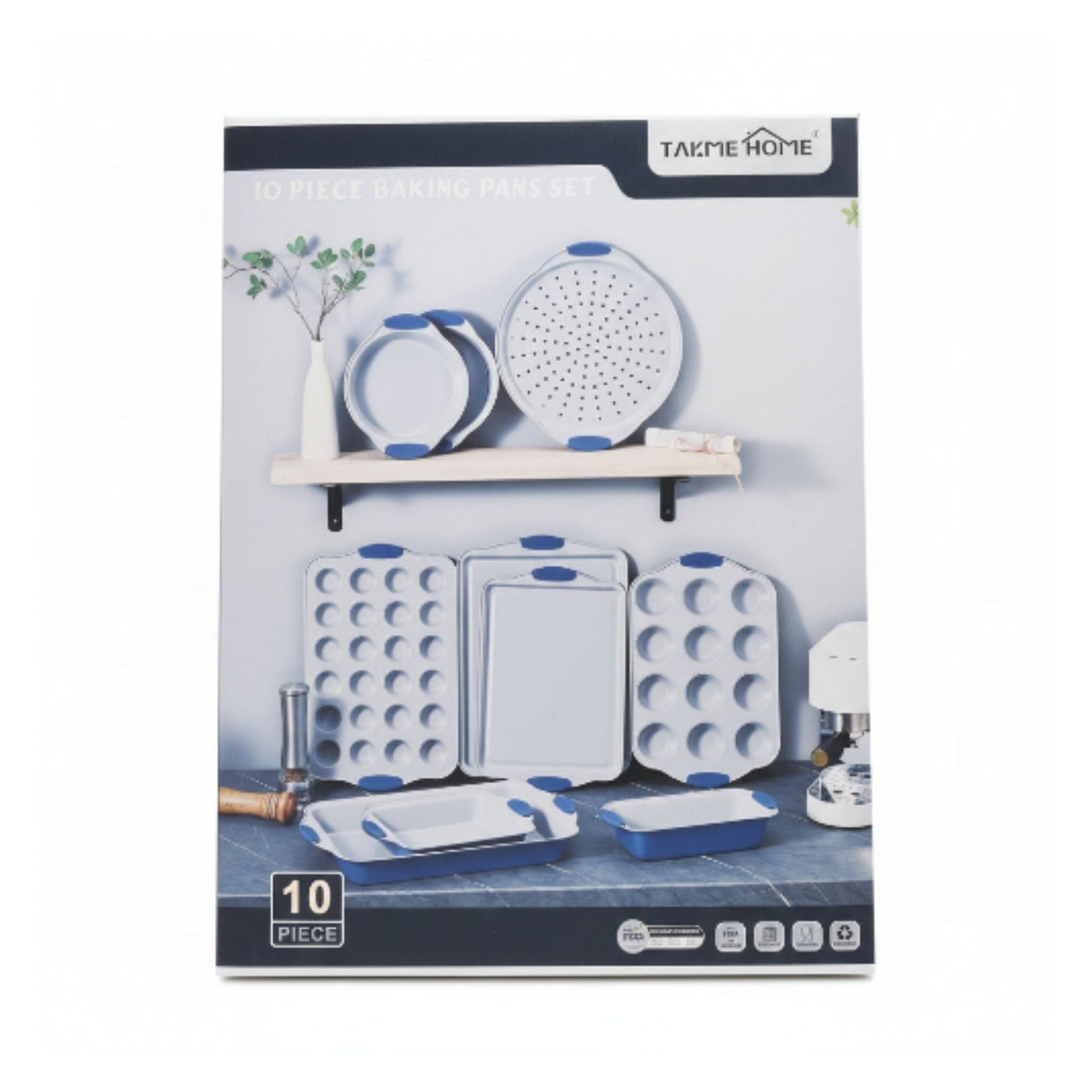 10pc Baking Set - Blue And White