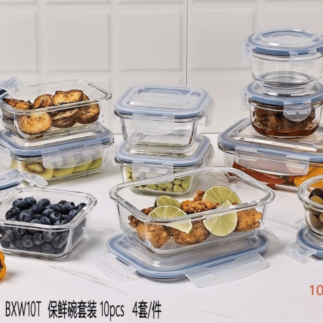 10pc Danny Home Glass Bowl With Lid