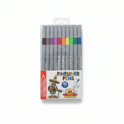 10 Piece Fineliner Pen Set – Fine Tip Pens for Art, Writing & Journaling