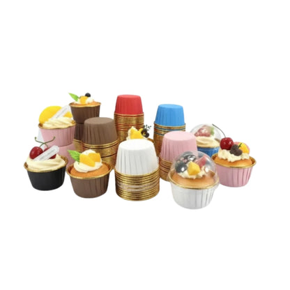10pc Foil Cupcake Liner With Lids 5x4cm