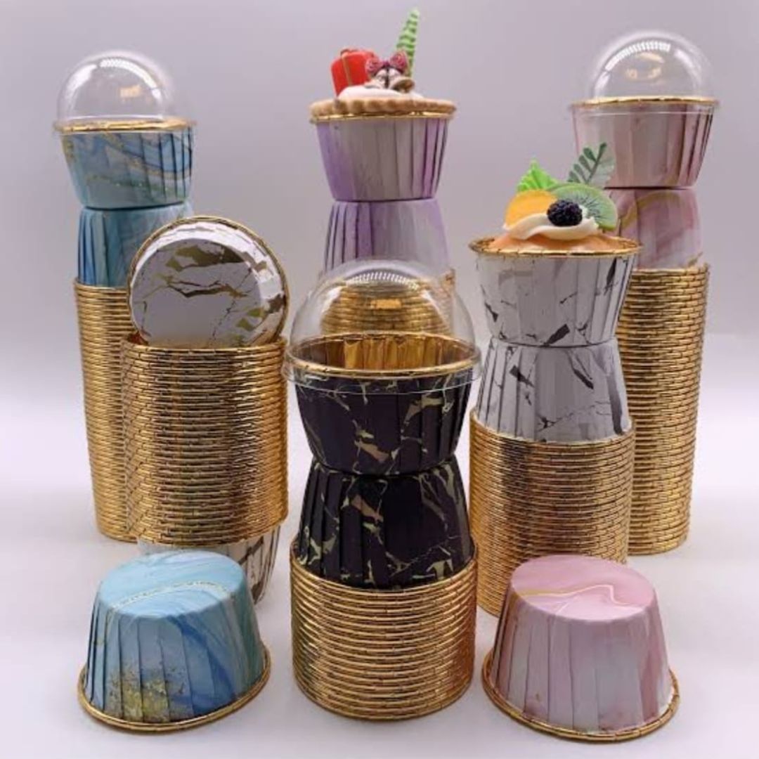 10pc Foil Cupcake Liner With Lids 5x4cm