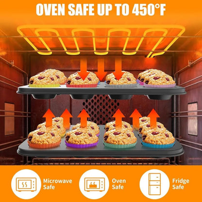 12 Cup Muffin Pan With Silicone Cups