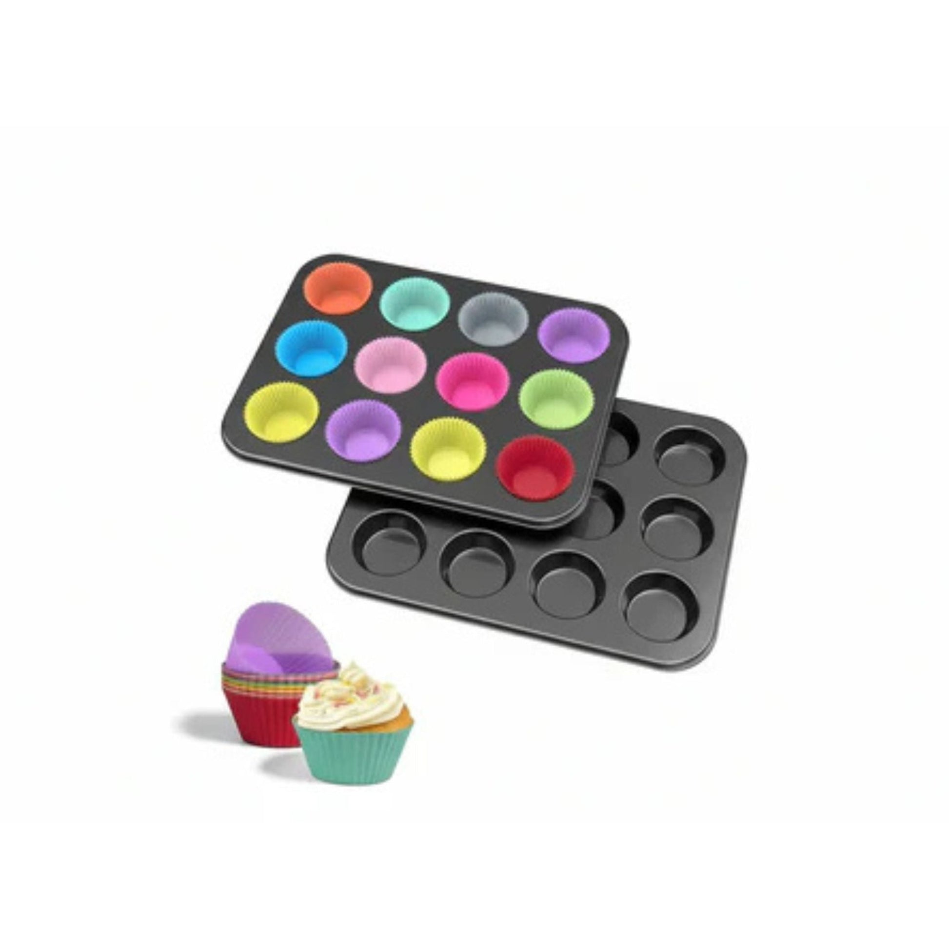 12 Cup Muffin Pan With Silicone Cups