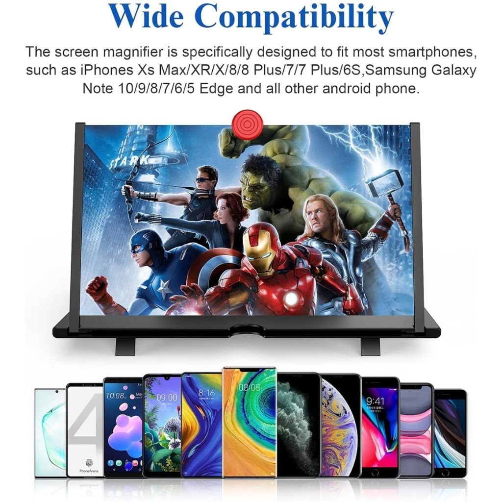 12 Inch Screen Magnifier – Phone Screen Enlarger for Video Viewing – Portable Foldable Design