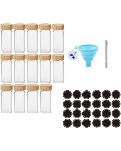 120ml Bamboo Lid Spice Bottle – Glass Spice Jar for Herbs, Spices & Kitchen Seasoning Storage