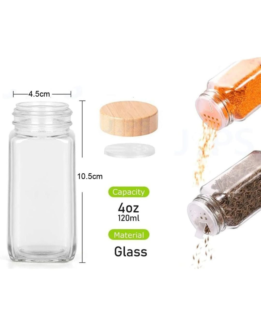 120ml Bamboo Lid Spice Bottle – Glass Spice Jar for Herbs, Spices & Kitchen Seasoning Storage
