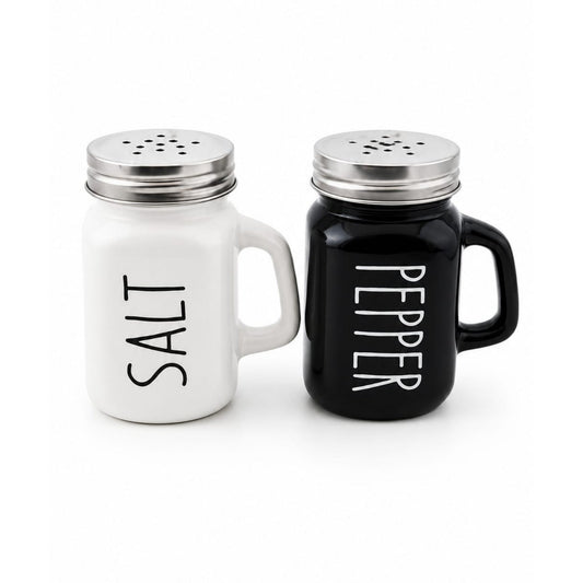 120ml Glass Salt & Pepper Shaker Set - Black And White