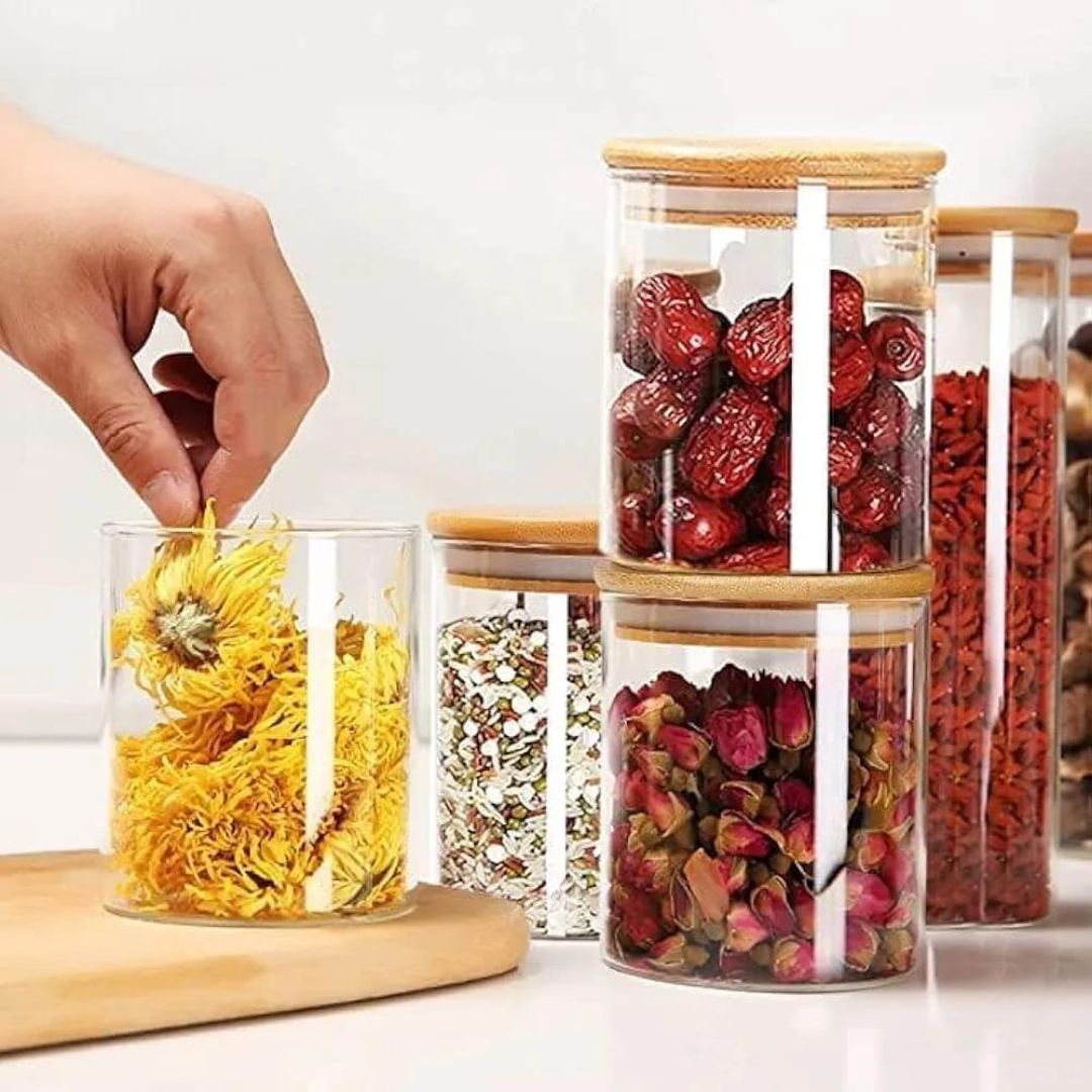 12pc Bamboo Jars 8x6.5cm