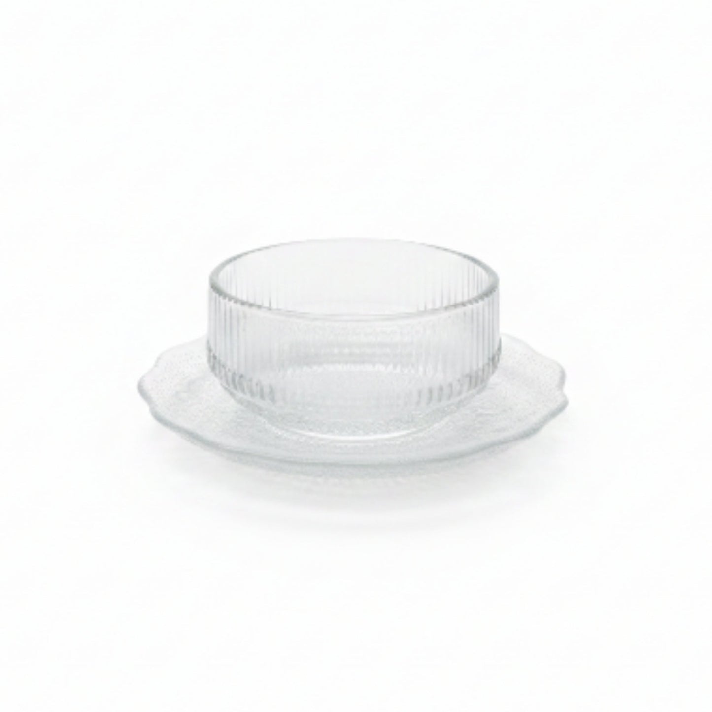 12pc Glass Dessert Bowl With Saucer On White Background