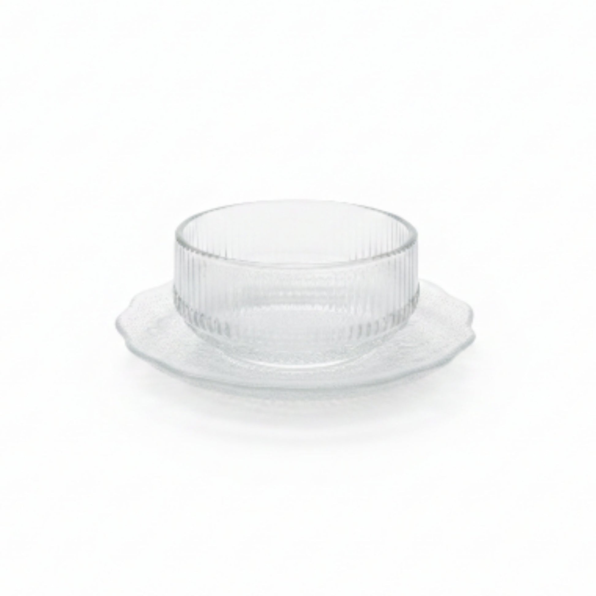 12pc Glass Dessert Bowl With Saucer On White Background