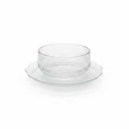 12pc Glass Dessert Bowl With Saucer On White Background