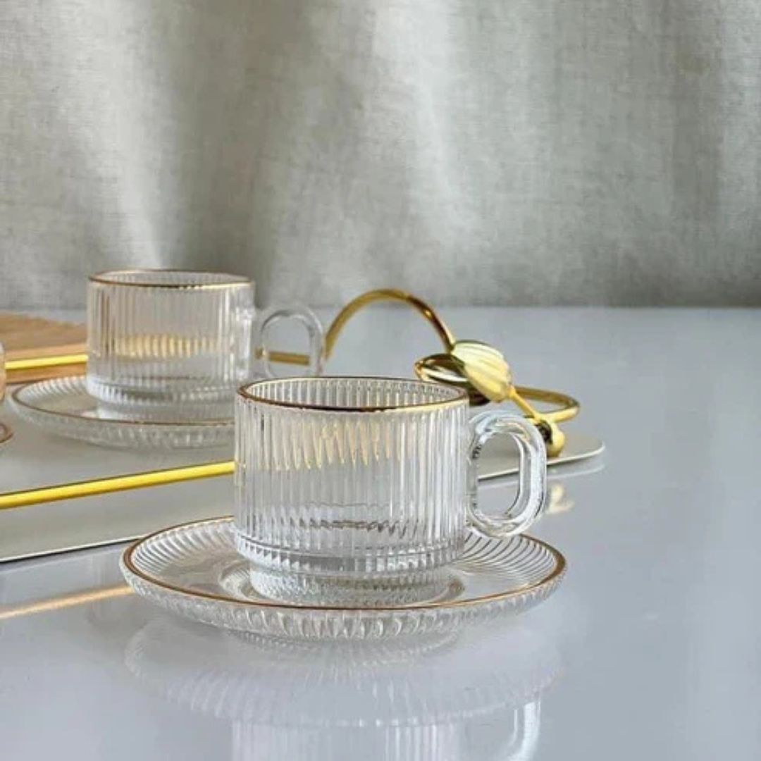 12pc Gold Rim Cup And Saucer