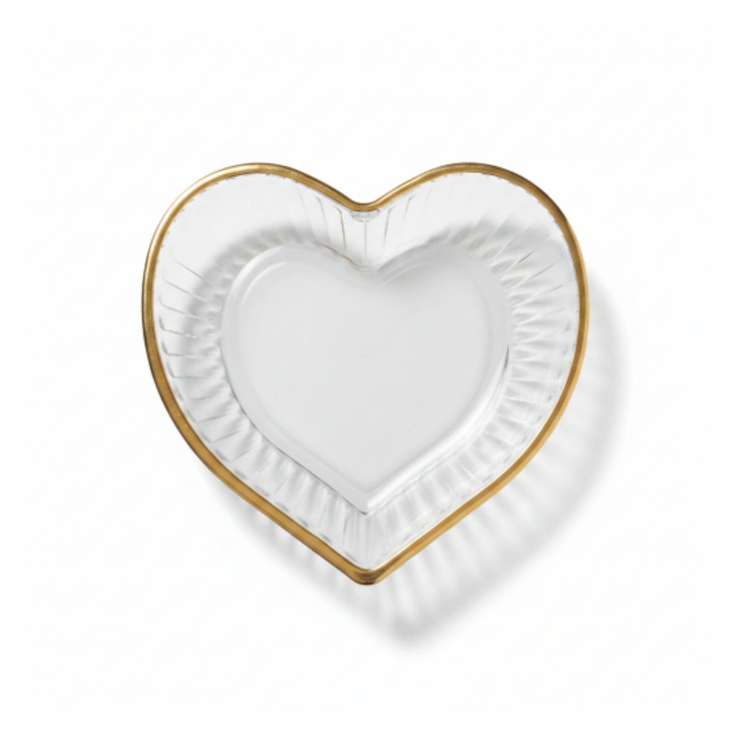 12pc Heart Gold Rim Dessert Bowl & Saucer Set – Elegant Glass Serving Set Saucer On White Background