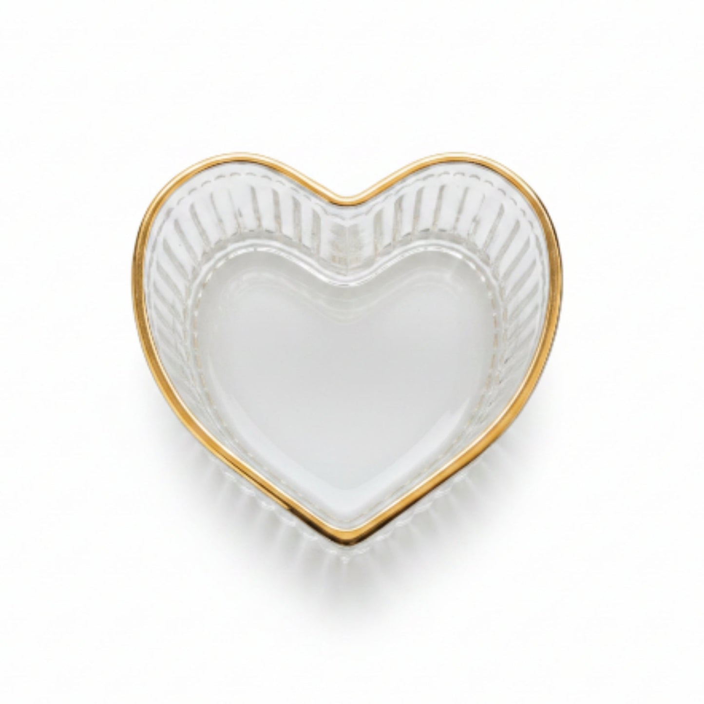 12pc Heart Gold Rim Dessert Bowl & Saucer Set – Elegant Glass Serving Set Bowl On White Background